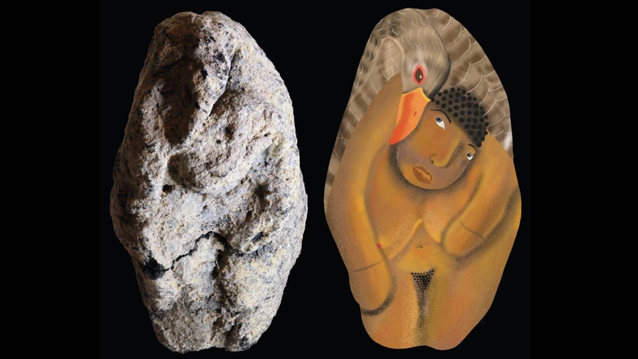 İsrail Natuf Kültürü Kadın - Kaz Çiftleşme Tasviri