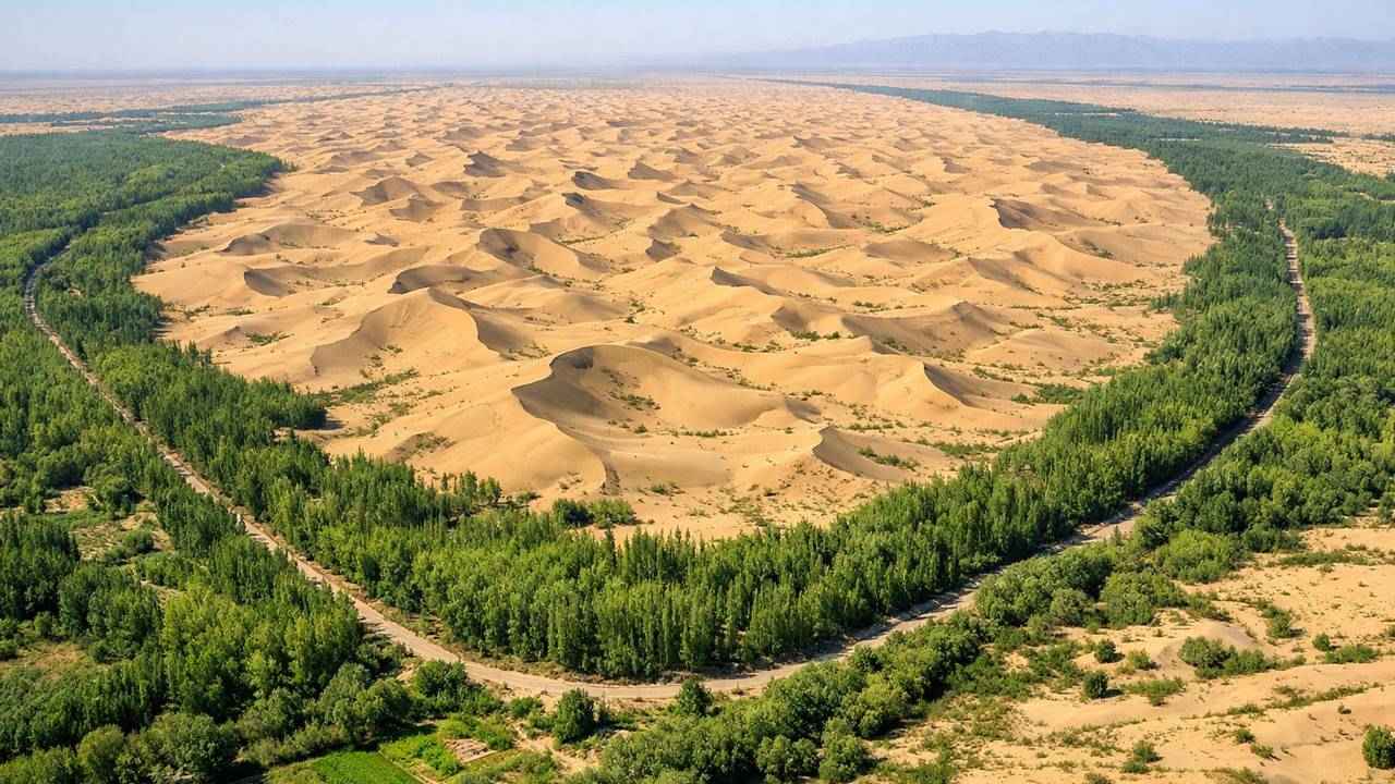 Taklamakan Çölü’nde 50 Yıllık Dönüşüm: Çin’in ‘Büyük Yeşil Duvar’ Hamlesi Sonuç Verdi